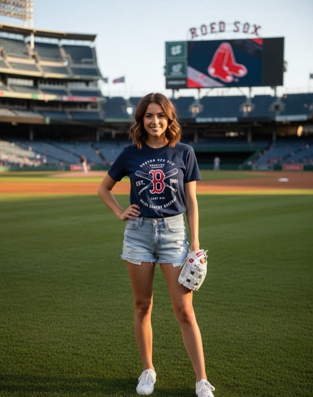 Soft As A Grape Women's T- Shirt Boston Red Sox Short Sleeve Blue Size Small